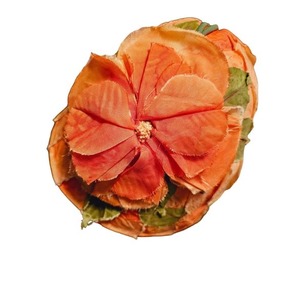 vintage 1950's hat floral peachy orange movement by Charlotte Brooks Chicago - Picture 2 of 12